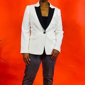 Vintage Black and White Neoprene Blazer Jacket